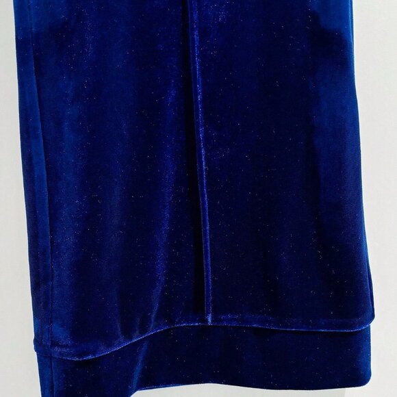 Royal Blue Party Women's High Waist Velvet Wide Leg Pants - Picture 6 of 9